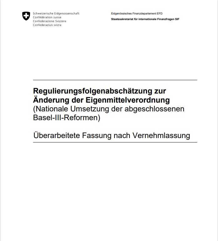 cover_Regulierungsfolgenabschätzung zur Umsetzung von Basel III final 
